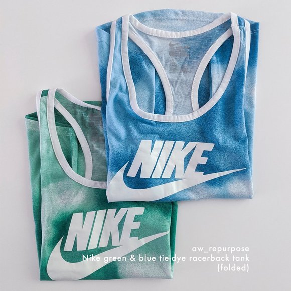 Nike Green/Blue Tie-Dye Racerback Tank Women Small - Picture 11 of 11